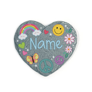 Personalized Rainbow Vibes Heart 4" Garden Stone