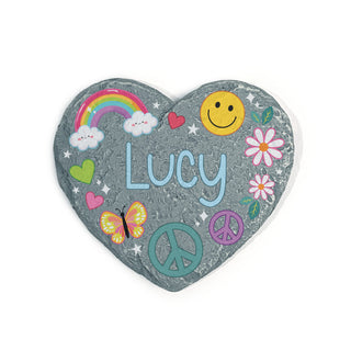Personalized Rainbow Vibes Heart 4" Garden Stone
