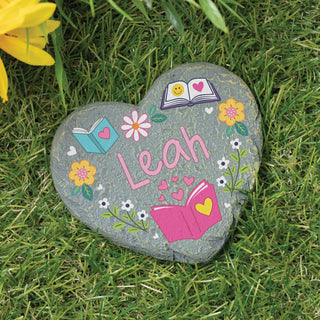 Personalized Book Lover Heart 4" Garden Stone
