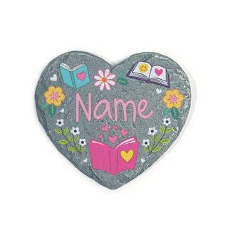 Personalized Book Lover Heart 4" Garden Stone