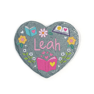 Personalized Book Lover Heart 4" Garden Stone