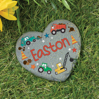 Personalized Construction Crew Heart 4" Garden Stone