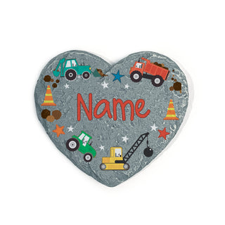 Personalized Construction Crew Heart 4" Garden Stone
