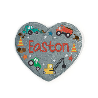 Personalized Construction Crew Heart 4" Garden Stone