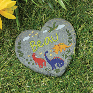 Personalized Dinosaur Adventure Heart 4" Garden Stone