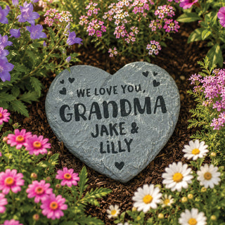 We Love You Personalized Mini Heart Garden Stone