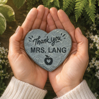 Personalized Thank You Teacher Heart 4" Garden Stone