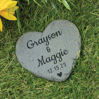 Personalized Sweet Couple Heart 4" Garden Stone