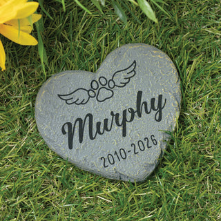 Personalized Paw Wings Heart 4" Garden Stone