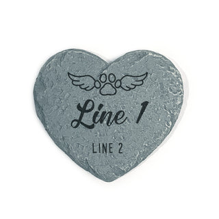 Personalized Paw Wings Heart 4" Garden Stone