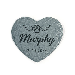 Personalized Paw Wings Heart 4" Garden Stone
