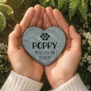 Personalized Rescued Heart 4" Garden Stone