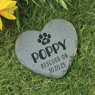 Personalized Rescued Heart 4" Garden Stone