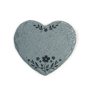 Personalized Floral Name and Date Heart 4" Garden Stone