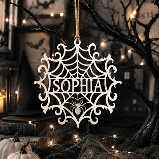 Spider Web Wood Ornament