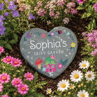 4" fairy garden stone with colorful fairy garden design