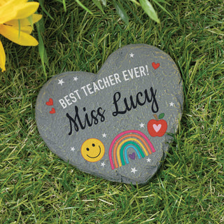 Best Teacher Ever Heart 4" Garden Stone