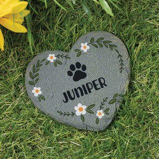 Paw Pet Name  Heart 4" Garden Stone