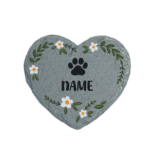 Paw Pet Name  Heart 4" Garden Stone