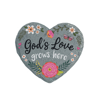 God's Love Grows Here Heart 4" Garden Stone