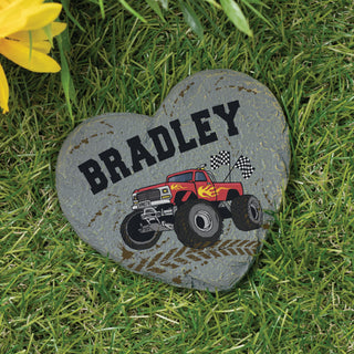 Red Monster Truck Heart 4" Garden Stone