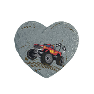 Red Monster Truck Heart 4" Garden Stone