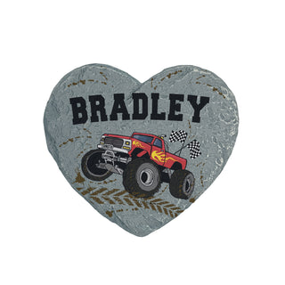 Red Monster Truck Heart 4" Garden Stone