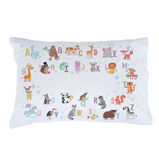 Animal Alphabet with Blue Name Pillowcase