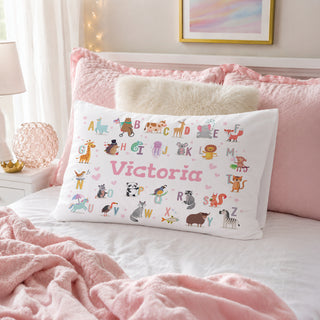 Pastel Animal Alphabet Pillowcase with Name