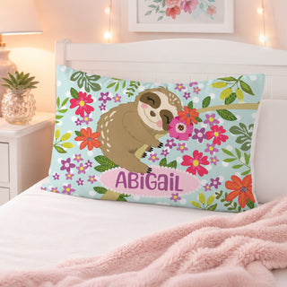 Sleepy Sloth Floral Pillowcase