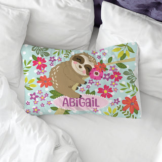 Sleepy Sloth Floral Pillowcase