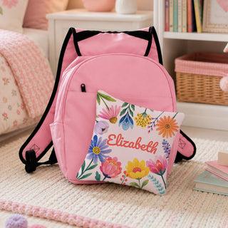 Floral Garden Script Name  8x8 Mini Pillow