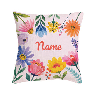 Floral Garden Script Name  8x8 Mini Pillow