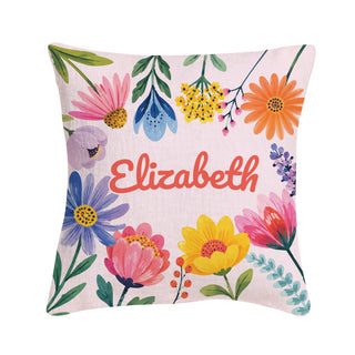 Floral Garden Script Name  8x8 Mini Pillow