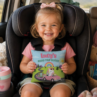 Cool Unicorn Road Trip Buddy Kids 8x8 Mini Pillow