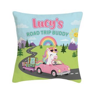 Cool Unicorn Road Trip Buddy Kids 8x8 Mini Pillow