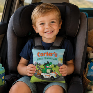 Cool Dino Road Trip Buddy Kids 8x8 Mini Pillow