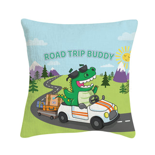 Cool Dino Road Trip Buddy Kids 8x8 Mini Pillow