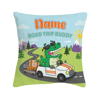 Cool Dino Road Trip Buddy Kids 8x8 Mini Pillow