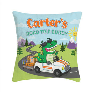 Cool Dino Road Trip Buddy Kids 8x8 Mini Pillow