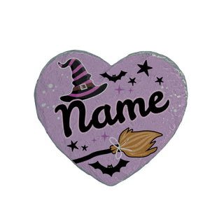 Personalized Witchy Halloween Heart 4" Garden Stone
