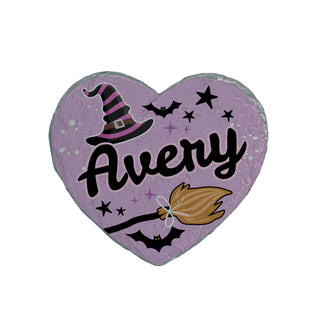 Personalized Witchy Halloween Heart 4" Garden Stone