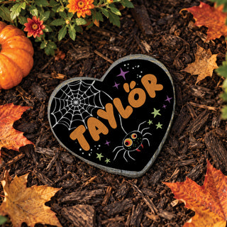Personalized Spooky Spider Halloween Heart 4" Garden Stone