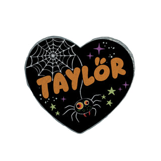 Personalized Spooky Spider Halloween Heart 4" Garden Stone