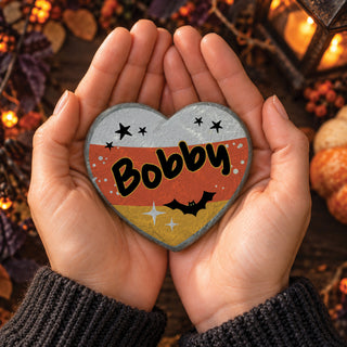 Personalized Candy Corn Halloween Heart 4" Garden Stone