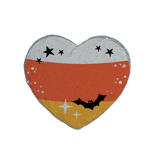 Personalized Candy Corn Halloween Heart 4" Garden Stone