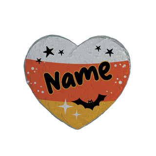 Personalized Candy Corn Halloween Heart 4" Garden Stone