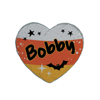 Personalized Candy Corn Halloween Heart 4" Garden Stone