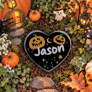 Personalized Jack-O’-Lanterns Moon Heart 4" Garden Stone