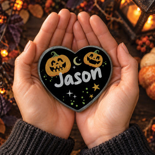 Personalized Jack-O’-Lanterns Moon Heart 4" Garden Stone